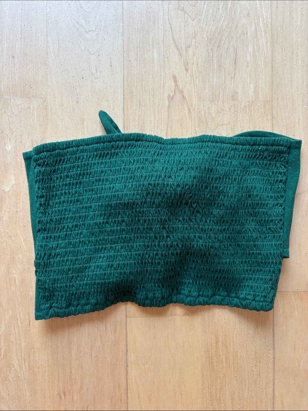 Emerald Green Smocked Tube Top, Ties at Back